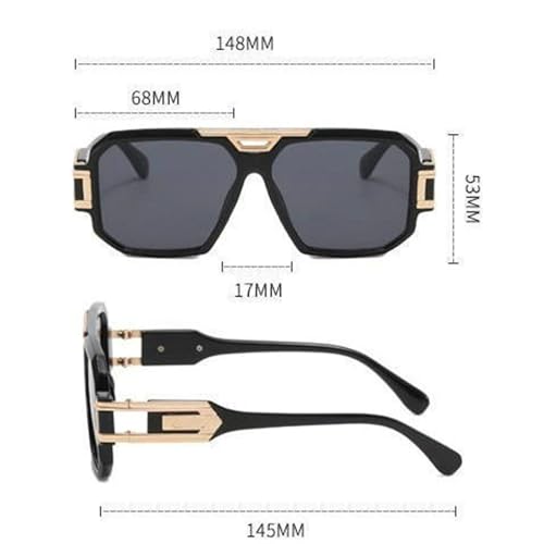 willochra Fashion Oversized Classic Square Sunglasses Cool Men Vintage Metal Pilot black Sun Glasses Women Shades UV4003