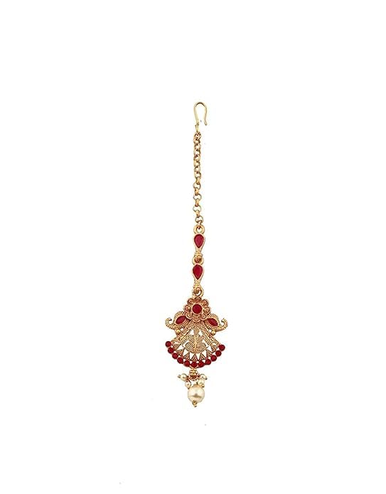 Plus Matte Gold Tone Traditional Mang Tikka |South Indian Mang Tikka|Traditional Women Wedding Mang Tikka-image-17