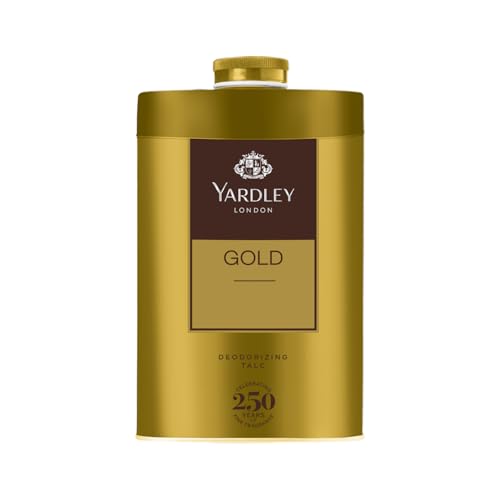 Yardley London Gold Deodorizing Talc| Fresh Woody Scent| Masculine Fragrance| Body Talc for Men| 250g
