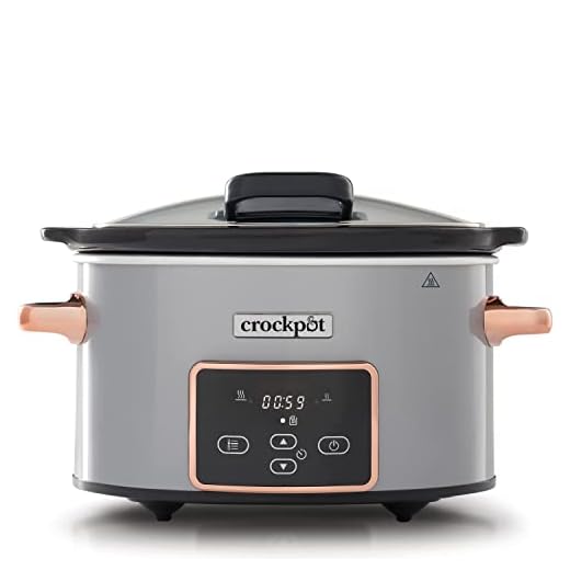 Crockpot olla de cocción lenta con tapa abatible | Digital programable | 3,5 l (2-3 personas) | Para preparar todo tipo de recetas | Color plata y cobre [CSC059X]