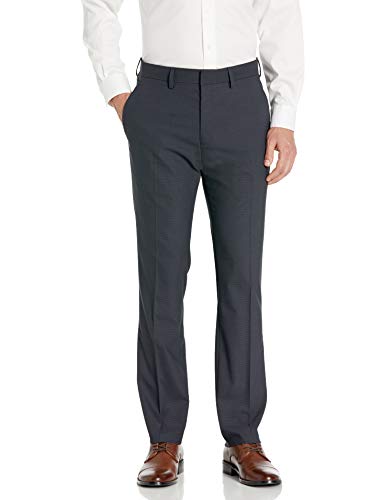 Kenneth Cole REACTION Men's Box Weave Flat Front Slim Fit Dress Pant, Medium Blue, 34x30