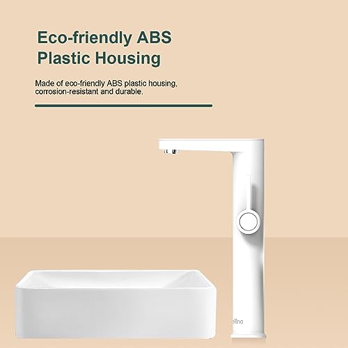 Briwellna Sofort-Warmwasserhahn für Aufsatzwaschbecken, 220 V elektrischer Wasserhahn, Durchlauferhitzer mit Digitalanzeige, hoher Wasserhahn für Badezimmer (Weiß)