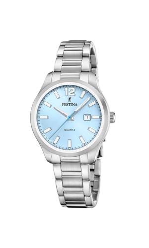 Montre femme Festina argentée le cadeau idéal avec date et acier durable