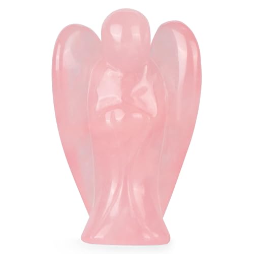 DIGNFENG Figurine D'Ange Gardien En Quartz Rose - Ange En Quartz Rose En Cristal - Cadeau D'Amour Et De GuéRison - Figurine Reiki 3,8 X 1 Cm Pour La...