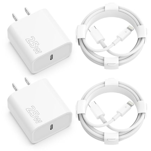 25W USB C Charger iPhone Charger Fast Charging 2Pack 25W Type C Wall Charger Block with 6FT Long USB C to Lightning Cable Compatible with for iPhone 14Pro/13 Pro/12/12 Pro Max/11/XS Max/XS/XR/X/8