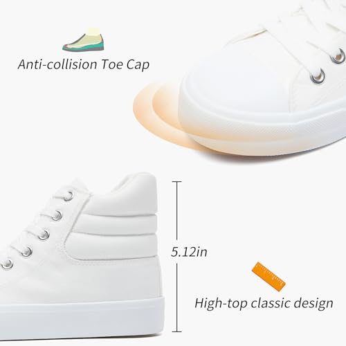 POVOGER High Top Sneakers for Women White Womens High Tops Canvas Shoes Black Fashion Sneakers Casual Lace up Tennis Shoes3