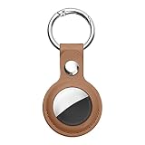 Ainiv AirTag Étuis de Protection en Cuir, AirTag Porte Clé, Étui Anti-Rayures Portable pour AirTags, Housse de Protection AirTag Key Finder pour Clés, Enfants, Animaux de Compagnie (Brun)