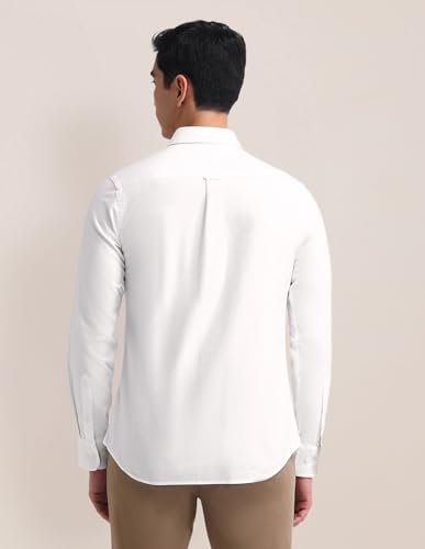 Image of U.S. Polo ASSN. Solid Tailored Fit Shirt for Men - 100% Cotton, Breathable & Comfortable, Full Sleeves Casual Shirt for Men