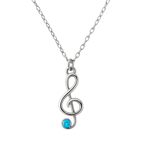 Infinity Collection Music Note Birthstone Charm Necklace- Birthstone Treble Clef Jewelry Gift, Music Lover Jewelry Gift, Musicians Gift - Main Image