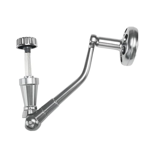 Menolana Spinning Reel Handle Metal Reel Replacement Handle Rocker Arm Grip with Round Power Knob, Silver