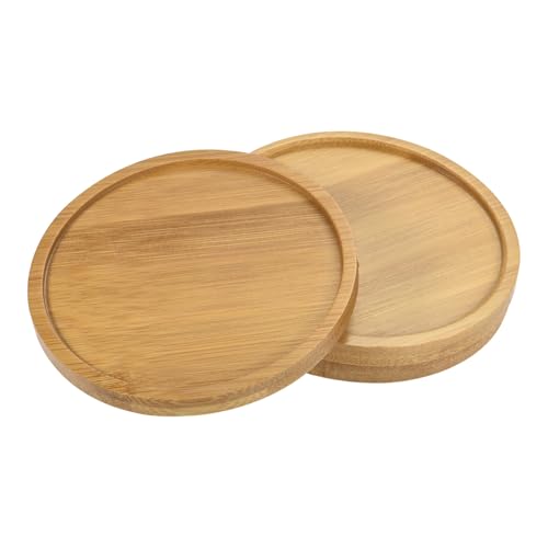 TIXIPEM Plant Pot Saucer [3PCS] - Round Flower Drip Tray Use for Indoor & Outdoor & Garden & Potted Plants - 4.3IN Outer Diameter Bamboo Plant Tray Flower Pot Saucers