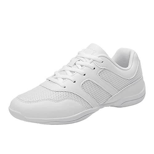 Meidiastra Womens Cheerleading Shoes Youth Girls White Lace Up School Cheer Shoes Gymnastics Tumbling Shoes White Dance Sneakers for Women