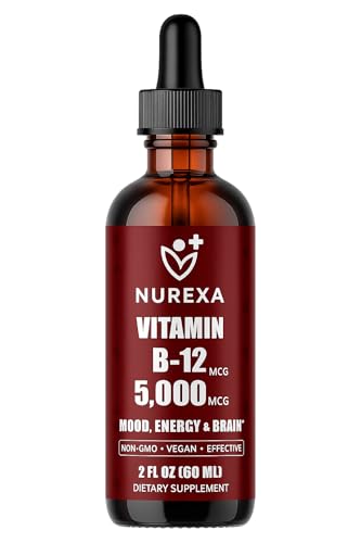 Vitamin B-12 Liquid Drops, 5000mcg, 60ml, Vegan Methylcobalamin for Energy and Mood Support