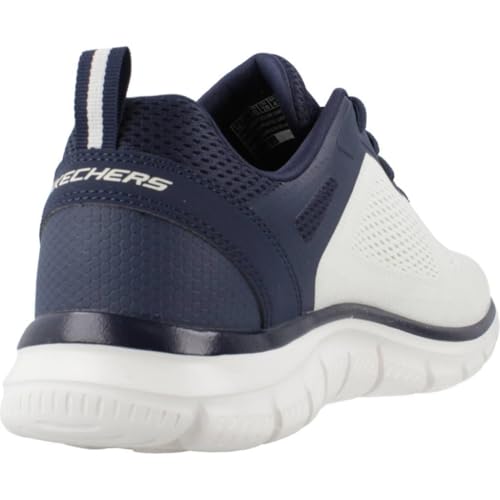 Image of Skechers Men's Track BROADER, Off White Engineered Mesh Pu Navy Trim, 8