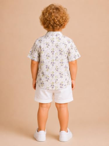 Image of A.T.U.N. (ALL THINGS UBER NICE) Boys 100% Cotton Printed Shirt | Half Sleeve Smart Casual Shirt for Kids | Soft Breathable Button Placket Top for Boys