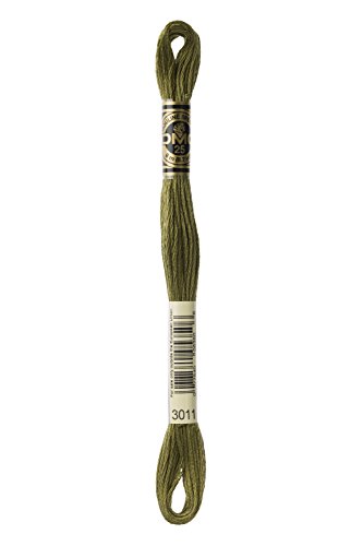 Image of DMC 117-3011 Six Strand Embroidery Cotton Floss, Dark Khaki Green, 8.7-Yard
