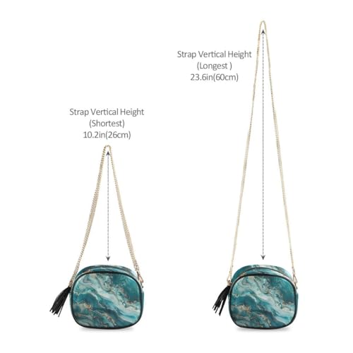 Image of ALAZA Women's Teal Blue Marble PU Leather Crossbody Bag Shoulder Purse with Tassel