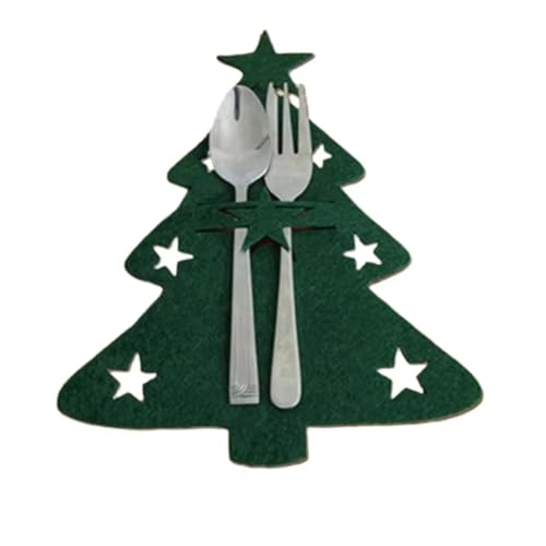 Sac à couverts Noël 100 pcs range-couteau élan et sapin - 2