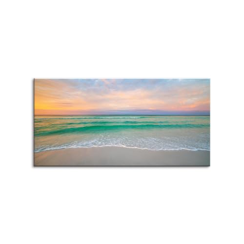 アートパネル 海 青い空 太陽の光 海の写真 絵画 インテリア 風景画 明け方の海 壁掛け トイレ リビングルーム 玄関 部屋飾り (木枠付きの完成品) (E,60x120cm)