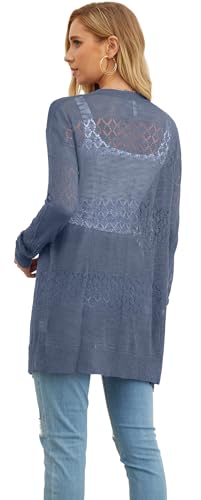 Image of GRECERELLE Lightweight Cardigan Sweaters for Women Crochet Knit Open Front Long Sleeve Loose Casual Boho Summer Beach Coverup