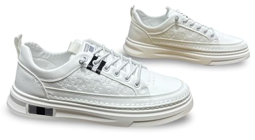 Image of Fashion Platform Sneakers, Embossed Pattern, Casual Athletic Shoes for Mens