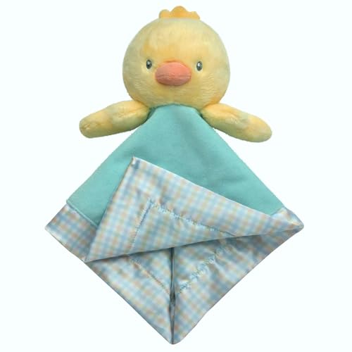 Image of Baby Starters Magic Years Plush Snuggle Buddy with Rattle and Satin, My First Easter Embroidery, Aqua Chick