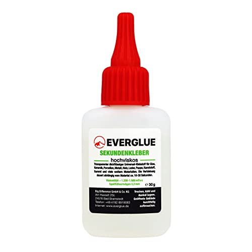 EVERGLUE Sekundenkleber extra stark dickflüssig 30g für präzises Kleben und schnelle Reparaturen - Superkleber extra stark schnelltrocknend und hochviskos ohne Nachtropfen Cover