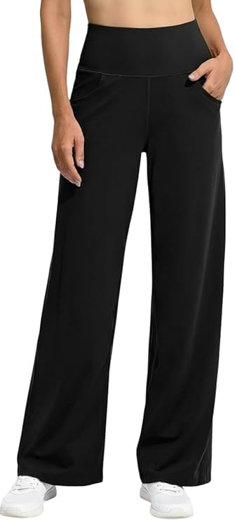 Women's Wide Leg Yoga Pants with Pockets | High Waist Stretchable Palazzo Trousers | Soft Comfortable Lounge, Travel, Workout Pants for Women-image-10