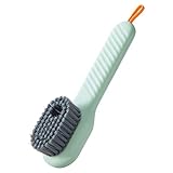 Hydraulische Reinigungsbürste,Reinigungsbürste mit weichen Borsten, Multifunktionale Schuhbürste mit Seifenspender, Haushaltsreinigungsbürste mit Griff für Kleidung, Schuhe, Böden, Wände (Grün)