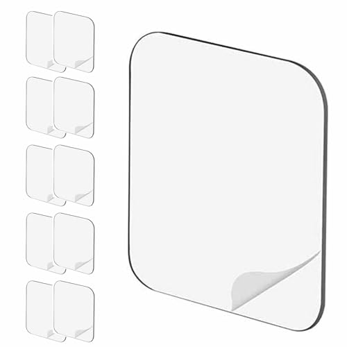 10 almohadillas adhesivas grandes de doble cara para montaje, 2-3/8 pulgadas, cinta cuadrada precortada, súper fuerte, resistente, lavable, para colgar en paredes, nano gel, transparente, 60 mm, 2-23