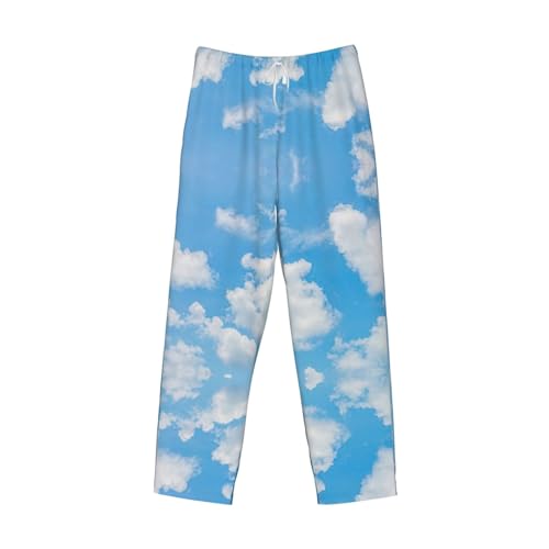 Blue Sky White Cloud Print Men Relaxation Pajama Pants Soft Lightweight Lounge Bottoms With Drawstring Pants4