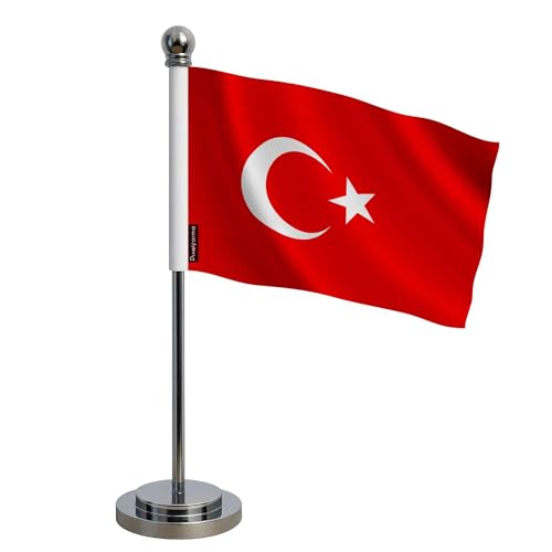 Drapeau bureau Turquie polyester 14x21cm mini pavillon table intérieur officiel