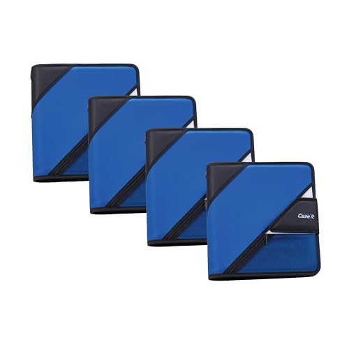 Case-It The Open Tab Secure Seal 2-Inch Binder, 5-Color Tabbed Expanding File, S-826-A Midnight Blue, 4 Pack
