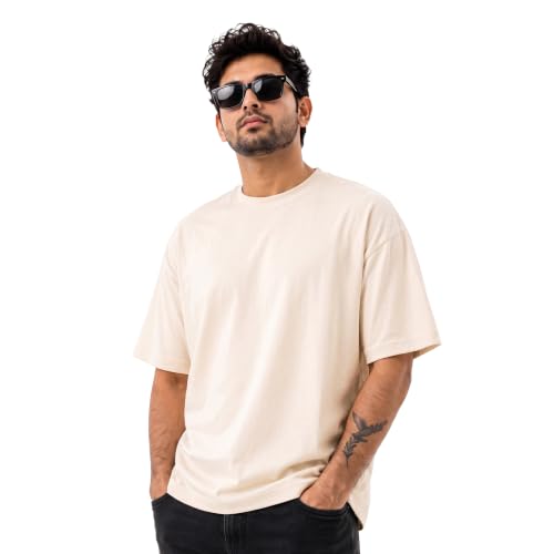Image of Men's Pure Cotton Oversized Fit Round Neck T-Shirt