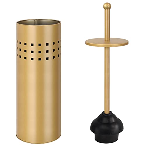 Blue Donuts Toilet Plunger with Holder for Bathroom Multi Drain Suitable Also for Bathtubs Quick Dry Gold