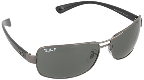 Ray-Ban Unisex-Adult RB3379 Sunglasses, Gunmetal/Polarized Green, 64 mm