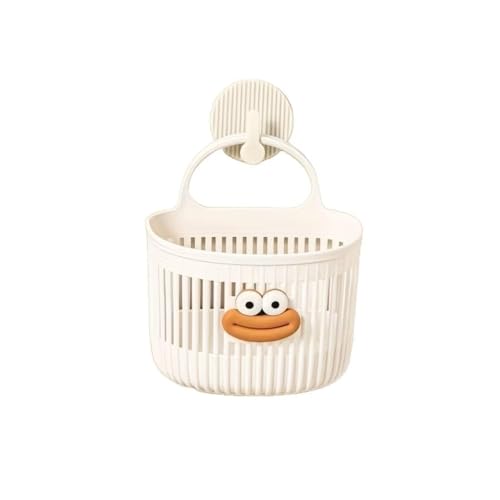 Punch-Free Hanging Organizer Basket | Drainage Design Plastic Storage for Bathroom, Kitchen & Bedroom Cute Wall Mounted Storage Basket with Handle | (4 Pieces)