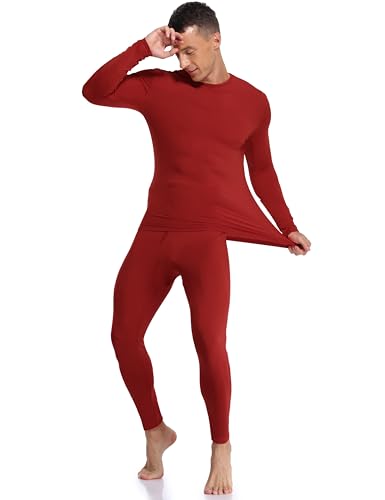 Coreal Mens Underwear Soft Thermal Wear for Men, Crew Neck Long Johns Base Layer with Fleece Lined Top & Bottom Set2