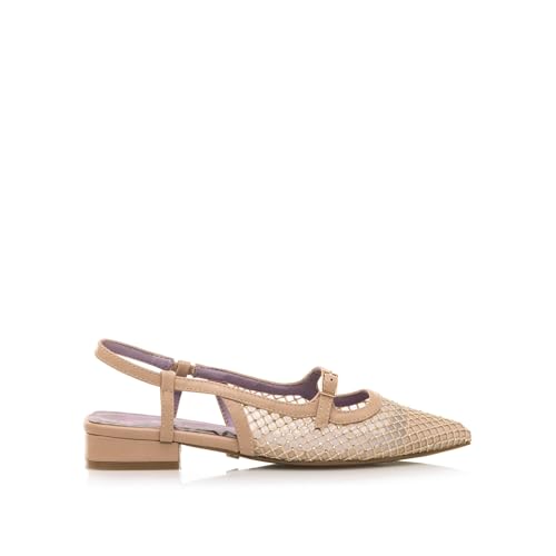 Mariamare Para Mujer. 68636 Zapatos Puglia Beige (39), Tela, Plano, 1 A 3Cm, Hebilla, Casual, Fiesta