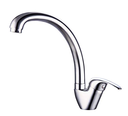 Edouard Rousseau - Mitigeur Évier Newbury - Aérateur Réducteur de Débit - Poignée en Métal - 240 (Hauteur) x 183 (Saillie) mm - Chromé