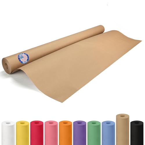 Image of IDL Packaging Brown Paper Roll 36" x 1200" (100 feet) - USA-Made Thick Kraft Paper Roll 50lb Thickness for Packing, Moving, Shipping & Crafts/Arts - 100% Recycled Natural Craft Wrapping Material