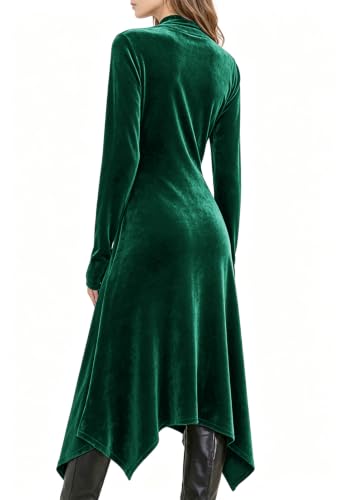 Image of Jayscreate Women's 2023 Long Sleeve Sweater Dress Fall Winter Midi Tie Front Knit High Waist Business Casual Dress
