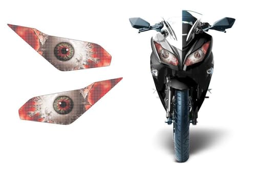 AMR Racing Sport Bike Headlight Eye Graphics Decal Cover Compatible with Kawasaki Ninja 300 2012-2014 - Spliced