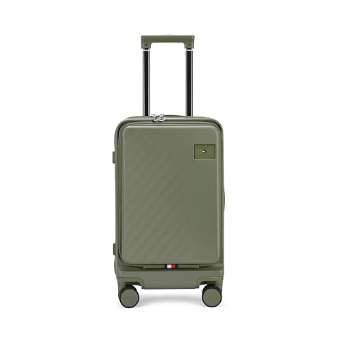 Image of Tommy Hilfiger Cabin Size Luggage Duke - Olive |Carry-On Trolley Bag with TSA Lock |360 Spinner Wheels |Telescopic Handle |Hardshell PC Suitcase | Laptop Compartment | 56cm | 44L Capacity