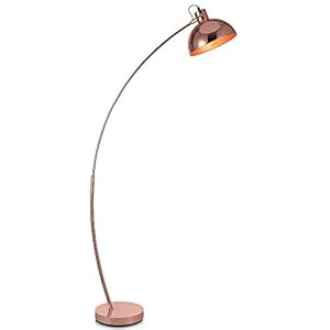 Lampadaire Arco Métal Arc Lampe De Sol Sur Pied Abat-jour Rose Doré VN-L00025-EU