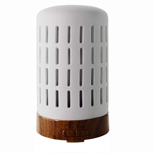 Hand Crafted Ceramic Aromatherapy Essential Oil Diffuser,100ml Fragrant Room Sprays Ultrasonic Aroma Mist Atomizer BPA-Free, Waterless Auto Shut-Off and 7 Color Night Lights for Office Home Study Yoga