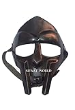 TSWO Halloween Medieval Gladiator Costume MF Doom Face Mask, Steel Helmet Armor Costume Mask 18g Re-Enactment for Adult, Custom Crafted MF Doom Handmade (Black)