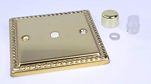 Varilight Single Faceplate Kit (Dimmer Modules Not Included) - Classic Georgian Brass With Polished Brass Knob, WG1