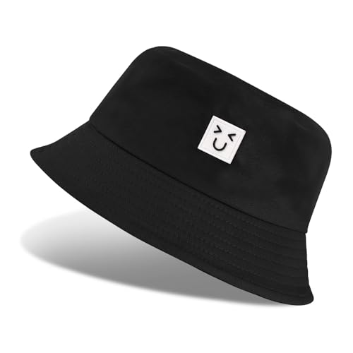 Nadeer Gorro de Pescador Mujer Sombrero de Pescador Plegable Sombrero de Cubo Algodón Bucket Hat para Hombre Unisex Verano Senderismo al Aire Libre(Negro-A,Talla única)