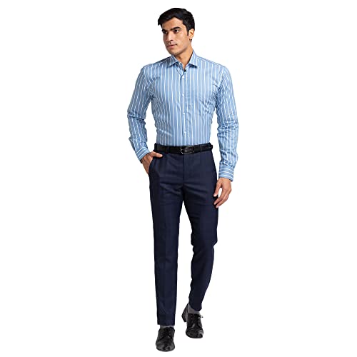 Image of Park Avenue Men's Pure Cotton Stripe Pattern Slim Fit Ainsley Collar Full Sleeve Formal Shirt